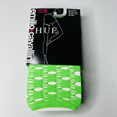 HUE Emilio Cavallini Womens Geo Net Footless Tights Size S/M Bright Green New